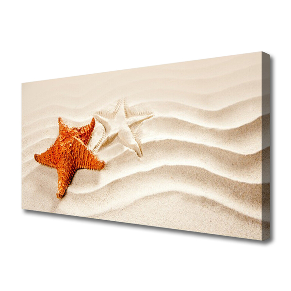Cuadro en lienzo canvas Estrella en la arena playa