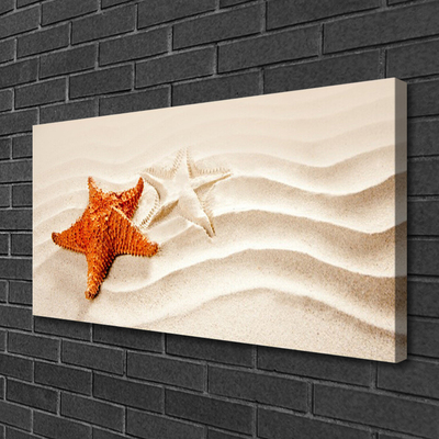 Cuadro en lienzo canvas Estrella en la arena playa
