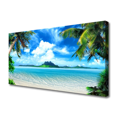 Cuadro en lienzo canvas Palmeras mar isla tropical