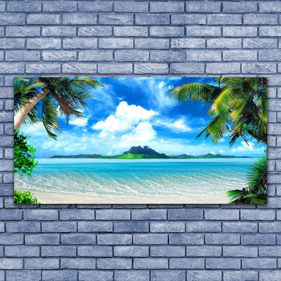 Cuadro en lienzo canvas Palmeras mar isla tropical