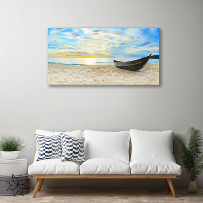 Cuadro en lienzo canvas Bote playa mar