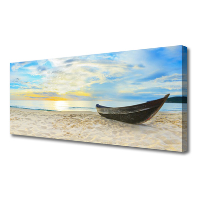 Cuadro en lienzo canvas Bote playa mar
