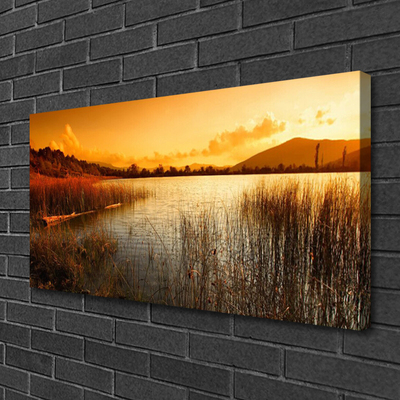 Cuadro en lienzo canvas Lago paisaje puesta del sol