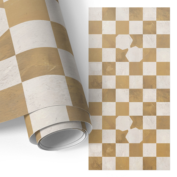 Pegatina para mueble Tablero de ajedrez mostaza