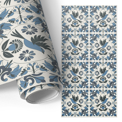 Papel adhesivo para mueble con estampado de pájaros azules