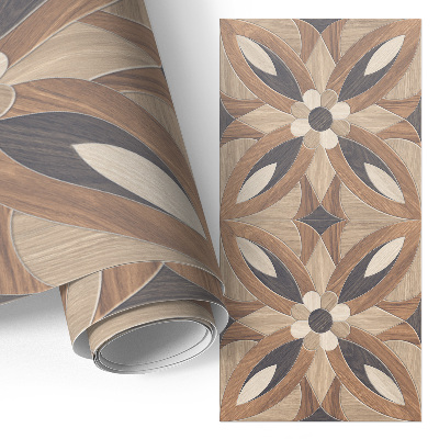 Vinilo para mueble con diseño de flores de madera