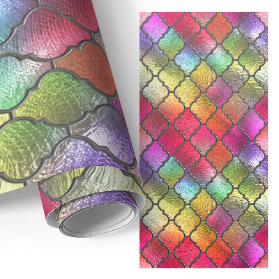 Pegatina para mueble con un diseño de vidrieras en tonos arcoíris