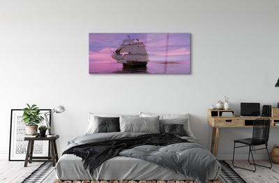 Cuadro de cristal Cielo púrpura del mar del barco