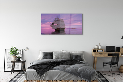 Cuadro de cristal Cielo púrpura del mar del barco