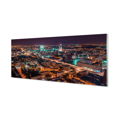 Cuadro de cristal Varsovia ciudad panorama de la noche