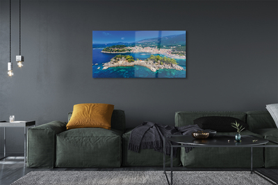 Cuadro de cristal Grecia panorama de la ciudad de mar