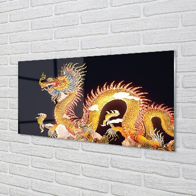 Cuadro de cristal Oro dragón japonés