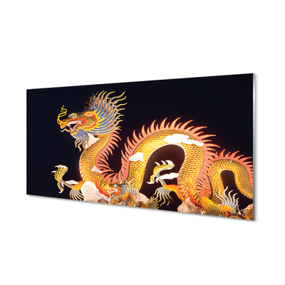 Cuadro de cristal Oro dragón japonés