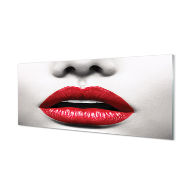 Cuadro de cristal Labios rojos mujer nariz