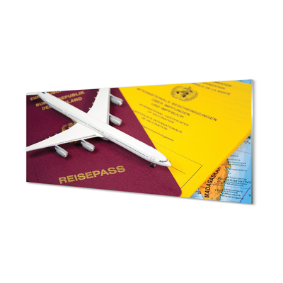 Cuadro de cristal Plano mapa de pasaporte