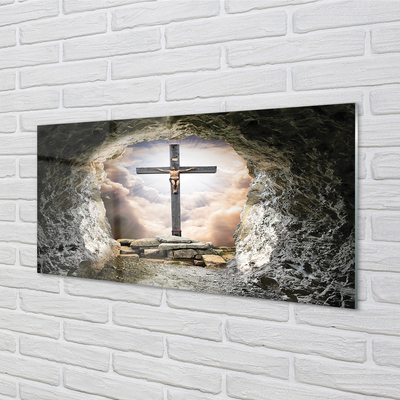 Cuadro de cristal Cueva de la luz cruz de jesús