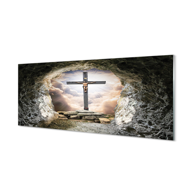 Cuadro de cristal Cueva de la luz cruz de jesús