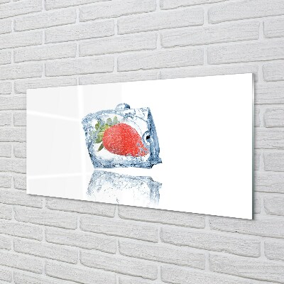Cuadro de cristal Cubo de hielo de fresa