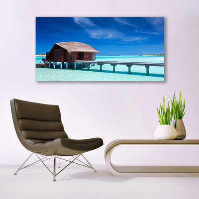 Cuadro de vidrio Mar playa casa arquitectura
