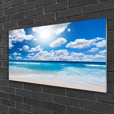Cuadro de vidrio Mar playa nubes paisaje