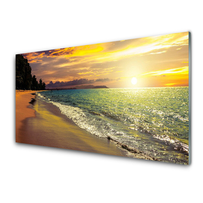 Cuadro de vidrio Sol playa mar paisaje
