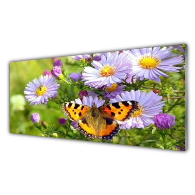 Cuadro de vidrio Flores mariposa planta naturaleza