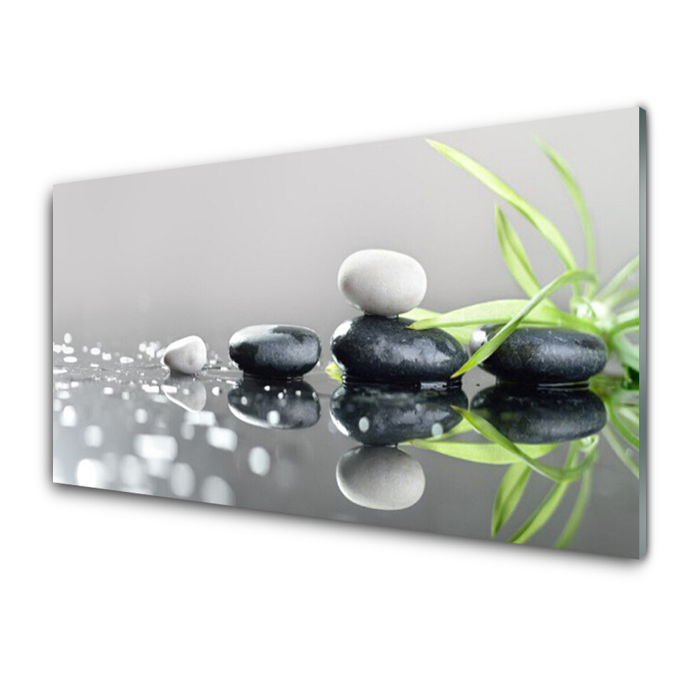 Cuadro de vidrio Piedras zen hierba spa