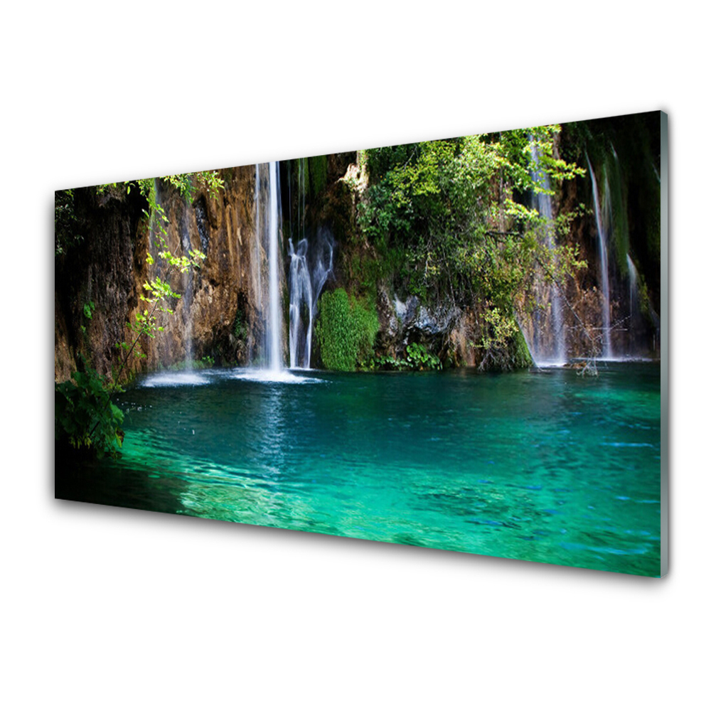 Cuadro de vidrio Lago salto del agua naturaleza
