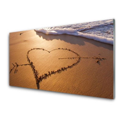 Cuadro de vidrio Playa corazón mar arte