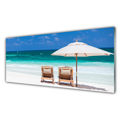 Cuadro de vidrio Playa sombrilla paisaje