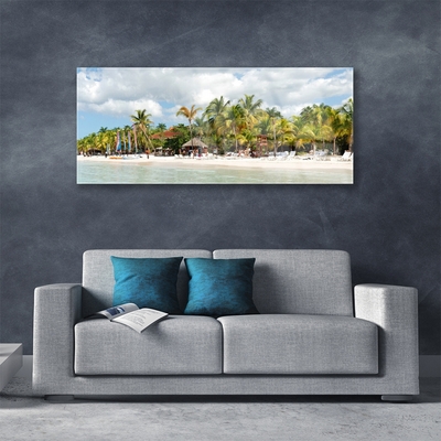 Cuadro de vidrio Playa palmera árboles paisaje