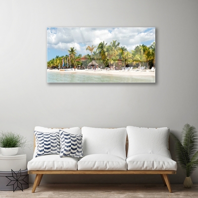 Cuadro de vidrio Playa palmera árboles paisaje