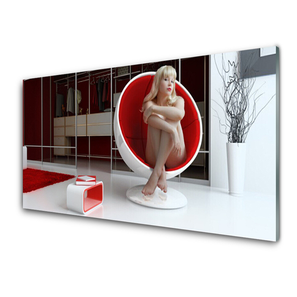 Cuadro de vidrio Habitación mujer al desnudo