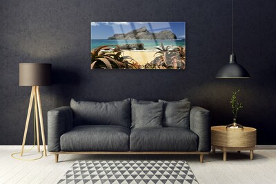 Cuadro en vidrio Playa mar roca paisaje