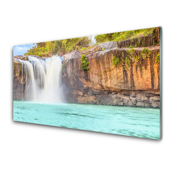 Cuadro en vidrio Salto del agua lago paisaje