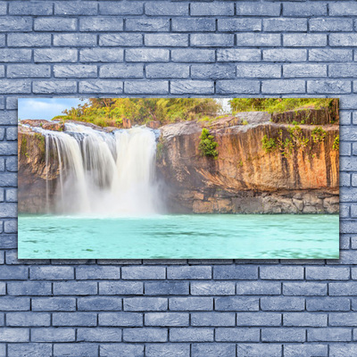 Cuadro en vidrio Salto del agua lago paisaje