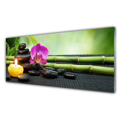 Cuadro en vidrio Bambú flor zen spa