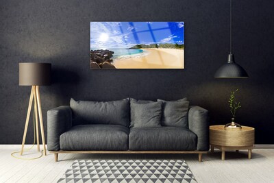 Cuadro en vidrio Sol mar playa paisaje