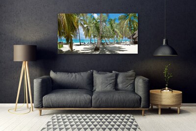 Cuadro en vidrio Playa palmera árboles paisaje