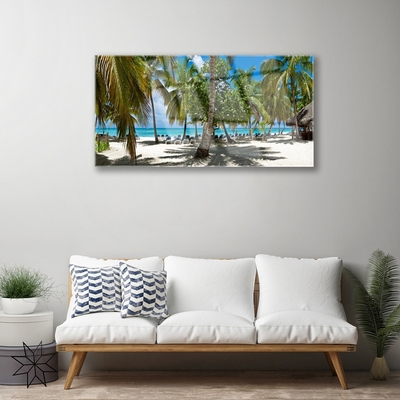 Cuadro en vidrio Playa palmera árboles paisaje