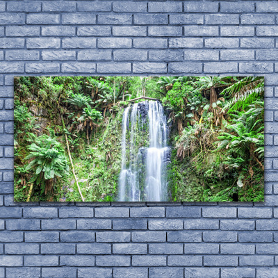 Cuadro en vidrio Salto de agua árboles naturaleza