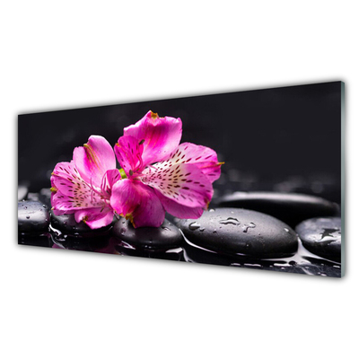 Cuadro en vidrio Flores piedras zen spa