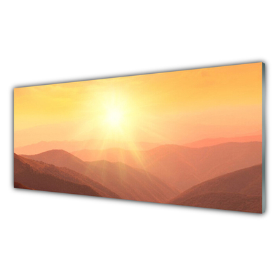 Cuadro en vidrio Sol monte paisaje
