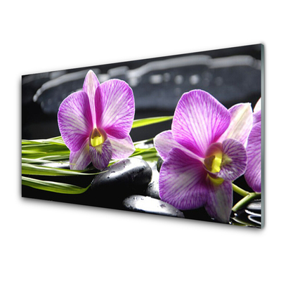 Cuadro en vidrio Orquídea piedras zen spa