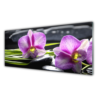 Cuadro en vidrio Orquídea piedras zen spa
