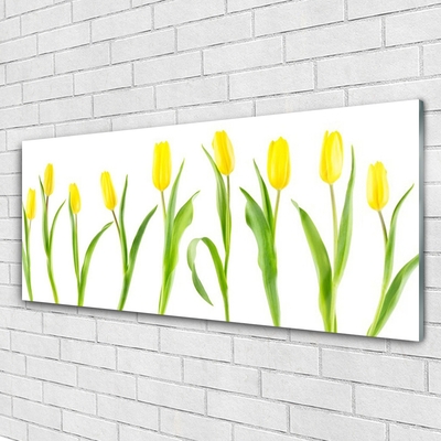 Cuadro en vidrio Tulipanes amarillos flores