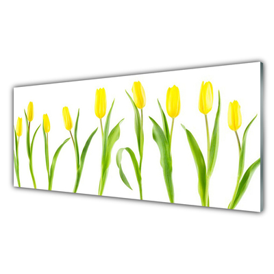 Cuadro en vidrio Tulipanes amarillos flores