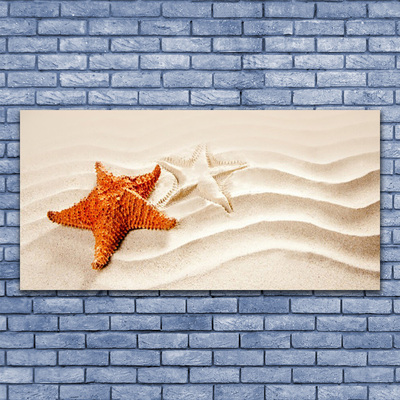 Cuadro en vidrio Estrella en la arena playa