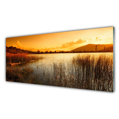 Cuadro en vidrio Lago paisaje puesta del sol