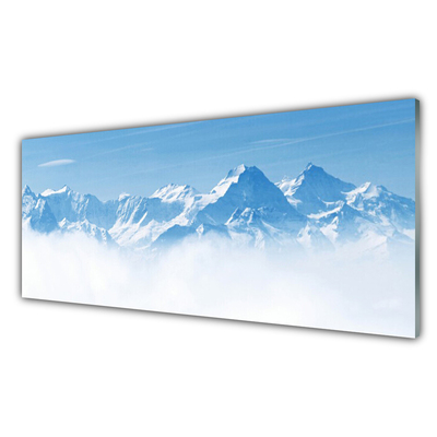 Cuadro en vidrio Monte niebla paisaje